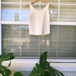 Cream/white scalloped h&m tank top